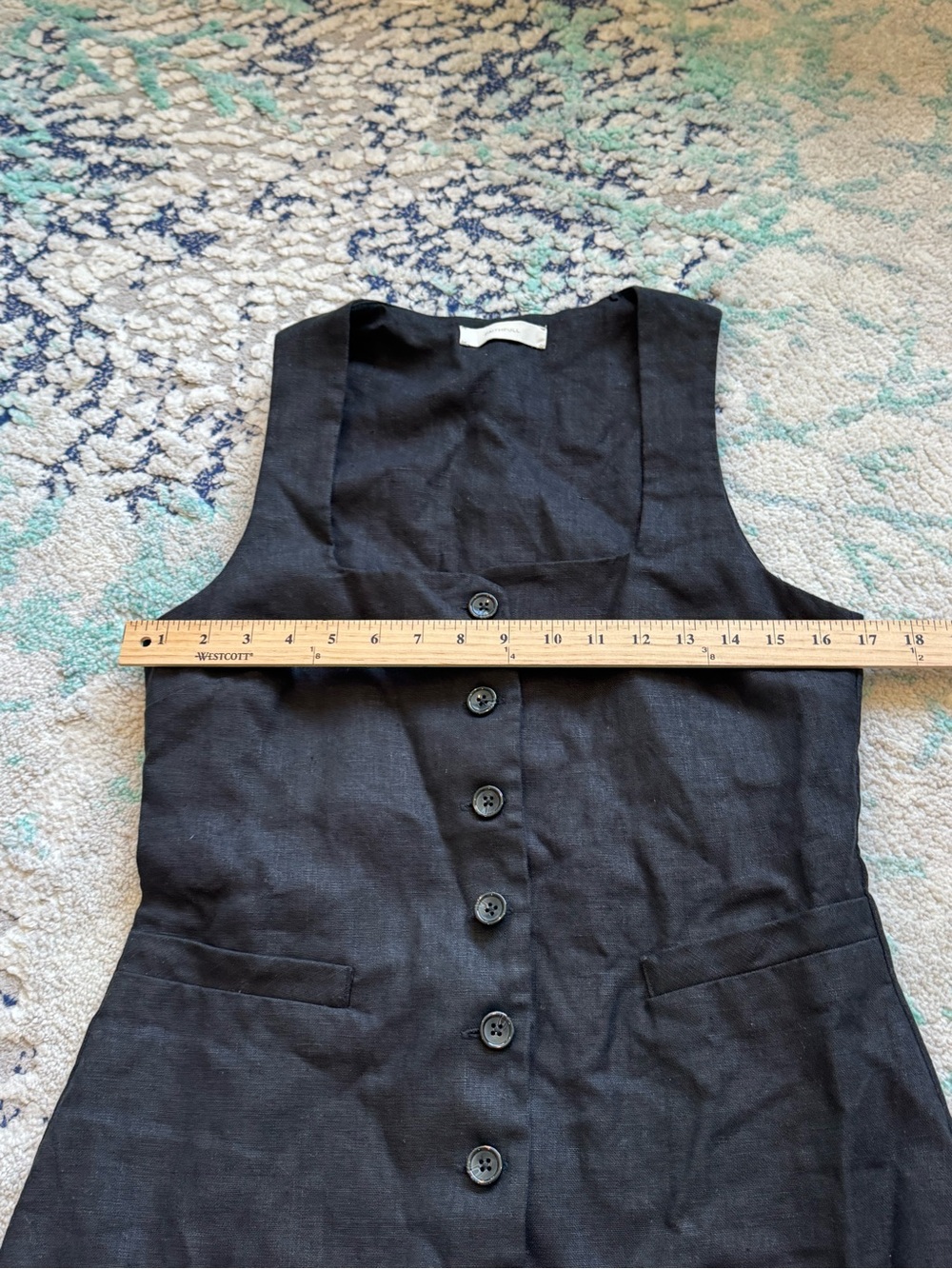 Faithfull the Brand Jacques linen mini dress size 6 black EUC - Picture 11 of 12
